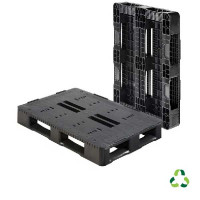 Plastic pallet with semi-open deck and 5 skids - 1200x800